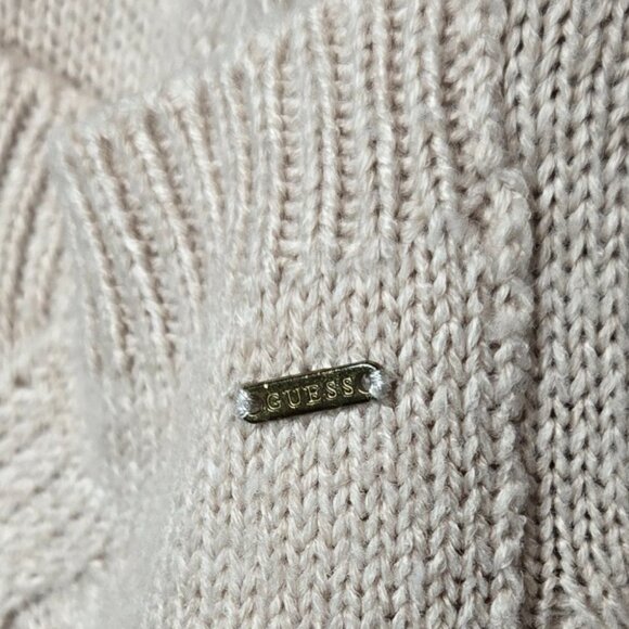 Guess Woven Cable Knit Long Cardigan Sweater Women's Shawl Collar Drop Pocket L - Picture 4 of 6
